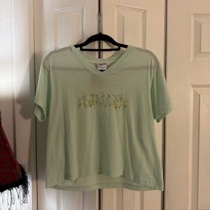 Vanity Fair Mint Green V-Neck Tee with Subtle Trim